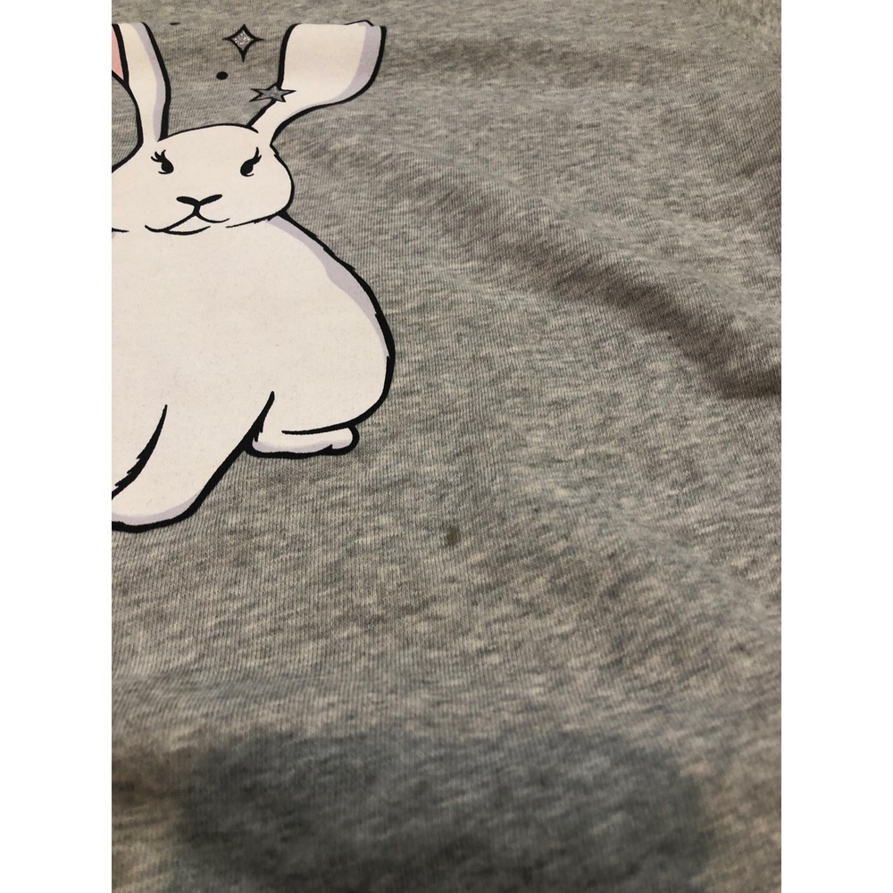 Kate Spade Sweatshirt Womens M Gray Bunny Rabbit Graphic Crewneck KA992 - Picture 2 of 9